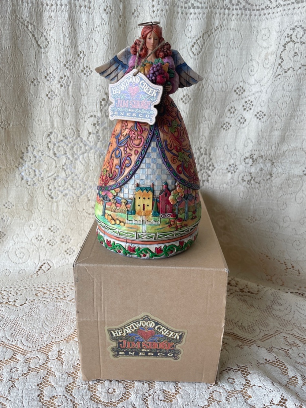 Jim Shore Multicolored Hand-Painted Angel Figurine with Floral Accents